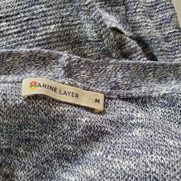 Marine Layer Nantucket Open Front Cardigan Medium Burnout Blue and White - Picture 7 of 16